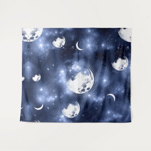 Moonlight Glow | Moon Phases in Sky Clouds Wandkleed (Voorkant (horizontaal))