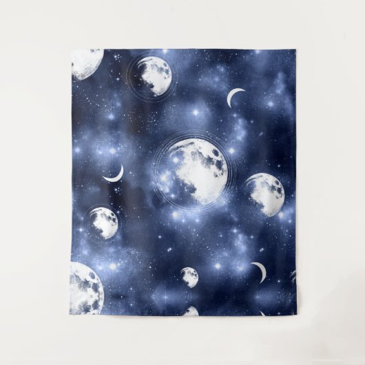 Moonlight Glow | Moon Phases in Sky Clouds Wandkleed (Voorkant)