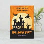 Moonlight Haunted House in Graveyard - Halloween Kaart (Staand voorkant)