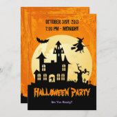 Moonlight Haunted House in Graveyard - Halloween Kaart (Voorkant / Achterkant)