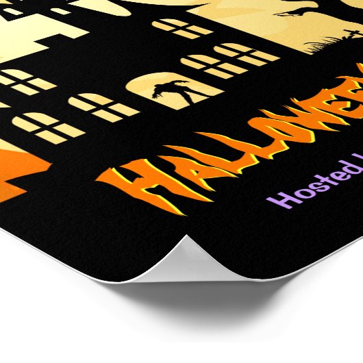 Moonlight Haunted House in Graveyard - Halloween Poster (Hoek)