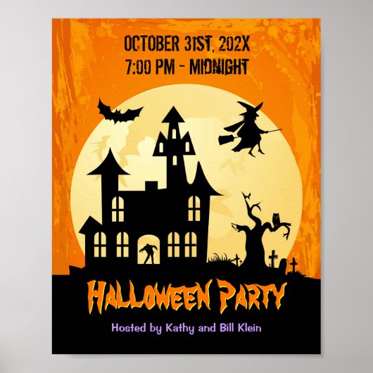 Moonlight Haunted House in Graveyard - Halloween Poster (Voorkant)