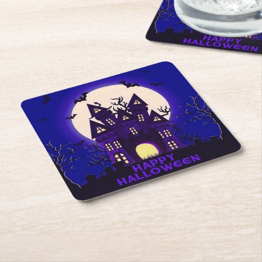 Moonlight Haunted Mansion Kartonnen Onderzetters (Schuin)