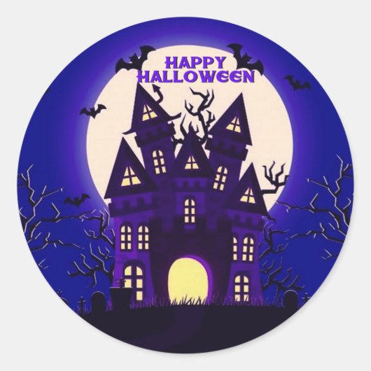 Moonlight Haunted Mansion Ronde Sticker (Voorkant)