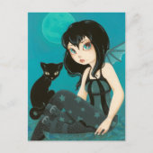 Moonlight Hijinks - Fairy Black cat briefkaart (Voorkant)