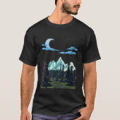 Moonlight Hiking Mountain Forest Trees Crescent Mo T-shirt (Voorkant)