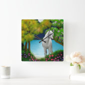 Moonlight Horse Wall Clock Vierkante Klok (Huis)