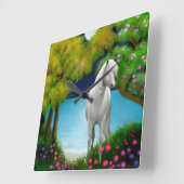 Moonlight Horse Wall Clock Vierkante Klok (Hoek)