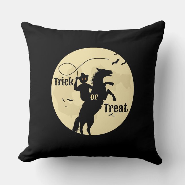 Moonlight Horseman trick or treat Black Kussen (Voorkant)