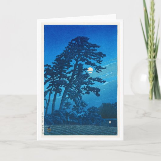 Moonlight in Magome, Hasui Kawase, Woodcut Kaart (Voorkant)
