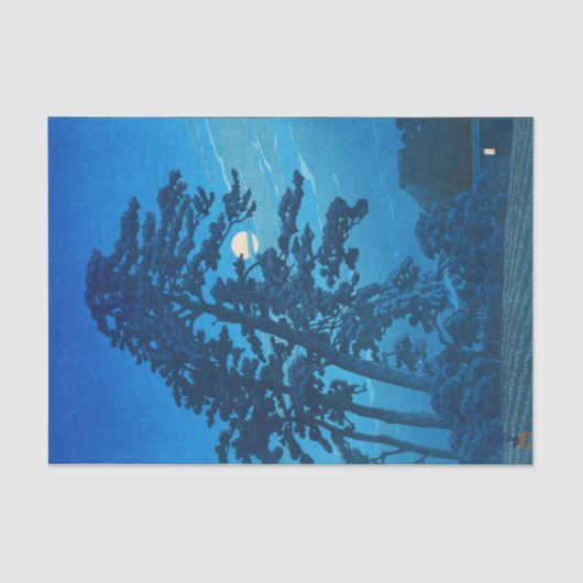 Moonlight in Magome, Hasui Kawase, Woodcut Tissuepapier (Voorkant)