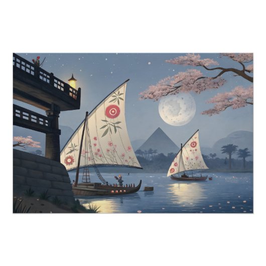 Moonlight Journey: Floral Sails Perfect Poster (Voorkant)