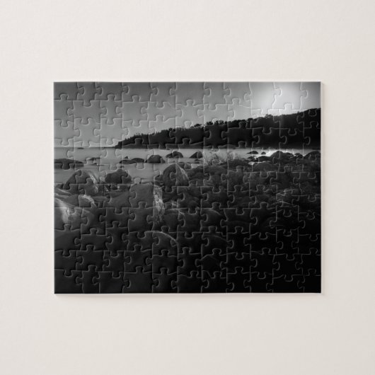 Moonlight Lake Black en White Photo Puzzle Legpuzzel (Horizontaal)