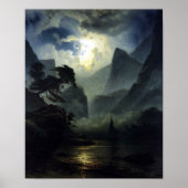 Moonlight - landschap - Noweigan-fjord Poster (Voorkant)