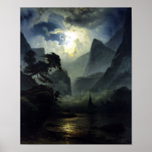 Moonlight - landschap - Noweigan-fjord Poster