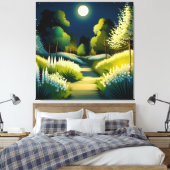 Moonlight Magic Garden Canvas Afdruk (Insitu (Slaapkamer))