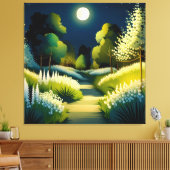 Moonlight Magic Garden Canvas Afdruk (Insitu (Woonkamer))