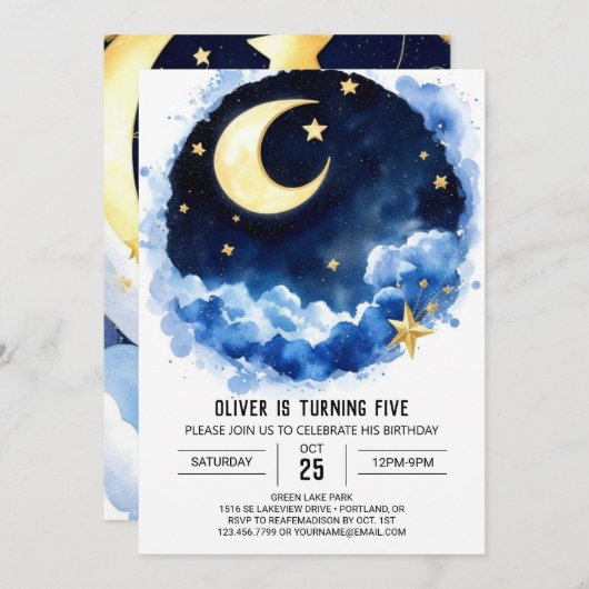 Moonlight Magic Kinder ruimte Verjaardag Kaart (Voorkant / Achterkant)