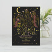 Moonlight & Martinis Halloween Meidenavond Kaart (Staand voorkant)