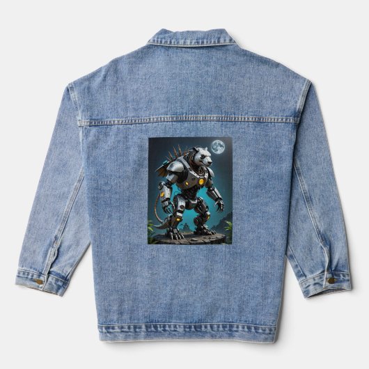 Moonlight Mechapanda Warrior Battle T-shirt Denim Jacket (Achterkant)