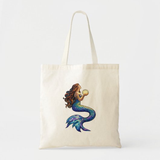Moonlight Mermaid Stained Glass Art Tote Bag (Voorkant)