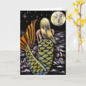 Moonlight Mermaid Wenskaart Kaart (Gele Bloem)