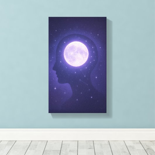 Moonlight Minds - Dromerig Kosmisch Astrologie Can Canvas Afdruk (Insitu (Houten vloer))