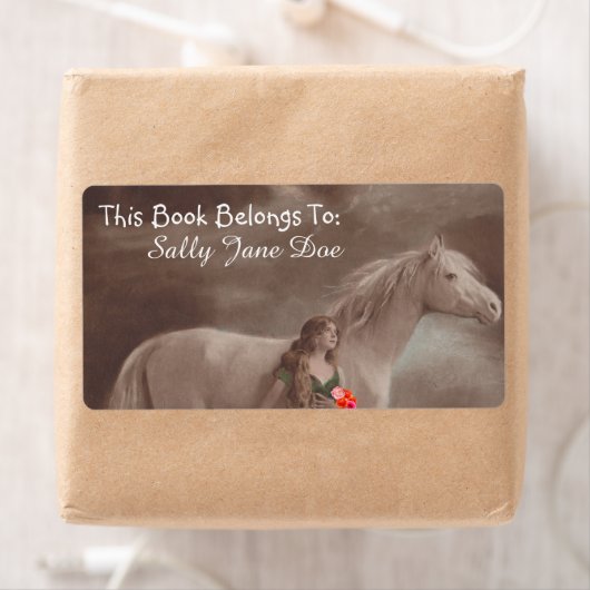 Moonlight Night Dream Paard Lady Bookplaten Labels (Insitu)