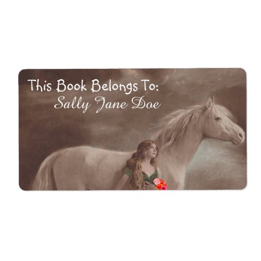 Moonlight Night Dream Paard Lady Bookplaten Labels (Voorkant)