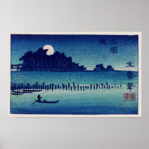 Moonlight Night Hiroshige Japanse Fine Art Poster