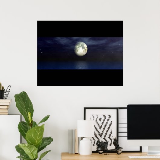 Moonlight Ocean - Widescape Poster (Thuiskantoor)