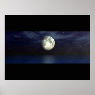 Moonlight Ocean - Widescape Poster