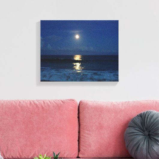 MOONLIGHT op BEACH Canvas Afdruk (Insitu (Woonkamer))