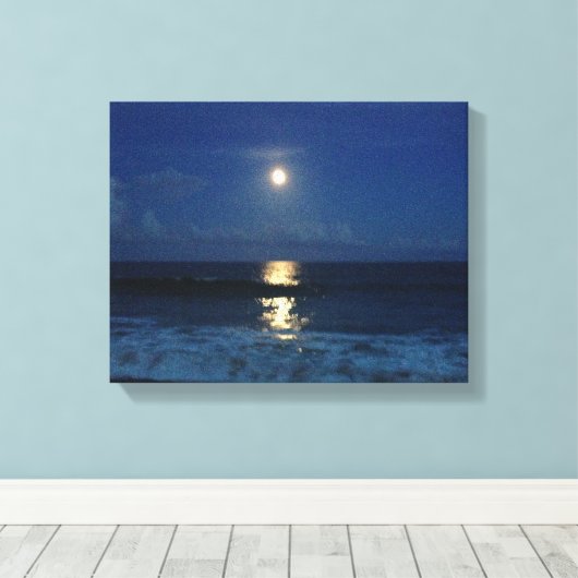 MOONLIGHT op BEACH Canvas Afdruk (Insitu (Houten vloer))