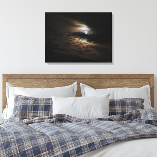 Moonlight op Clouds Night Sky Canvas Afdrukken (Insitu (Slaapkamer))