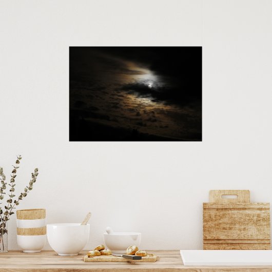 Moonlight op Clouds Night Sky Foto Poster (Keuken)