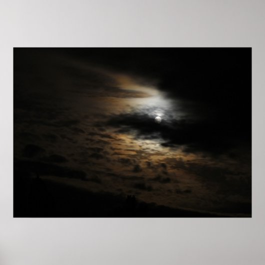 Moonlight op Clouds Night Sky Foto Poster (Voorkant)