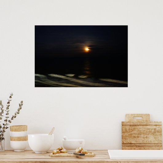 Moonlight op de oceaan poster (Keuken)