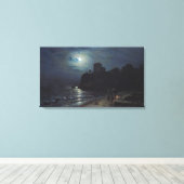 Moonlight op de rand van een meer, 1870 canvas afdruk (Insitu (Houten vloer))
