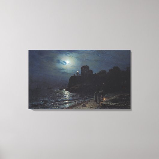Moonlight op de rand van een meer, 1870 canvas afdruk (Voorkant)