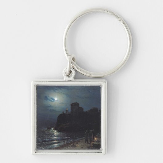 Moonlight op de rand van een meer, 1870 sleutelhanger (Voorkant)