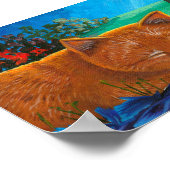 Moonlight Oranje Tabby Cat Art Poster (Hoek)