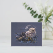 Moonlight Otters Briefkaart (Staand voorkant)