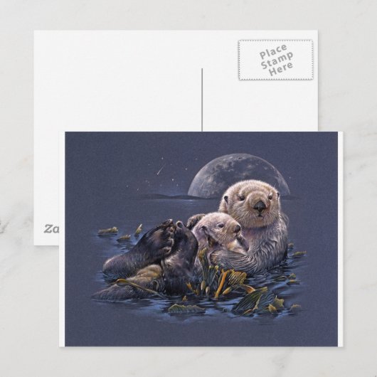 Moonlight Otters Briefkaart (Voorkant / Achterkant)