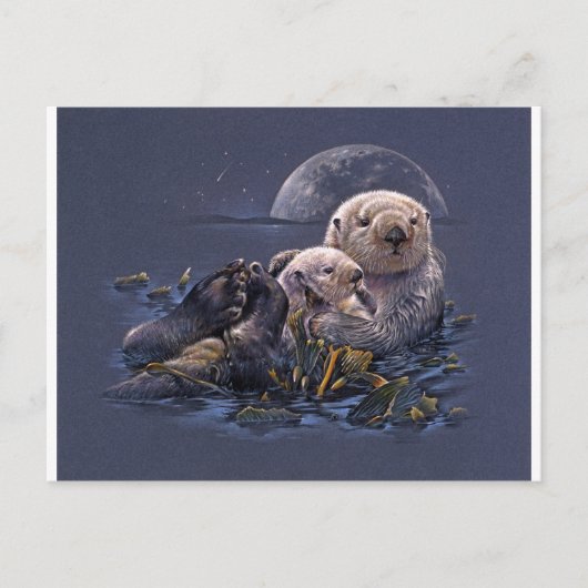 Moonlight Otters Briefkaart (Voorkant)
