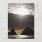 Moonlight over Ocean Rocks Oregon Briefkaart (Voorkant)