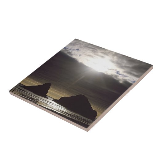 Moonlight over Ocean Rocks Oregon Tegeltje (Zijkant)