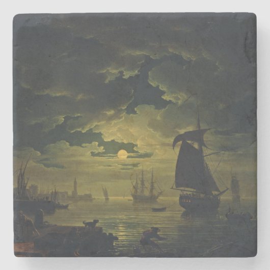 Moonlight Over Palermo High-Fidelity Fine Art  Stenen Onderzetter (Voorkant)