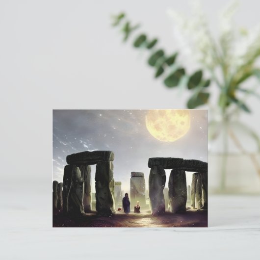 Moonlight over Stonehenge Digital Art Briefkaart (Staand voorkant)