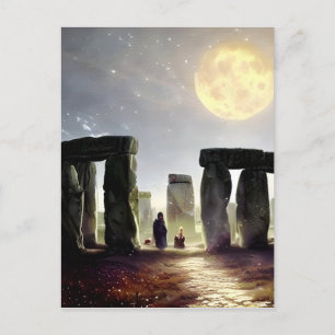 Moonlight over Stonehenge Digital Art Briefkaart